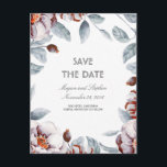 Plum Paarse Bloemen Waterverven Boho Bewaar de dat Aankondigingskaart<br><div class="desc">Plum paarse,  bordeauxrode bloemen waterverf elegant en romantisch save the date briefkaarten</div>