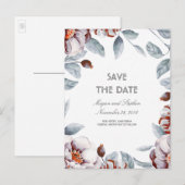 Plum Paarse Bloemen Waterverven Boho Bewaar de dat Aankondigingskaart (Voorkant / Achterkant)