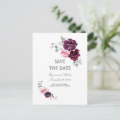 Plum Paarse Bloemen Waterverven Save the Date Aankondigingskaart (Staand voorkant)