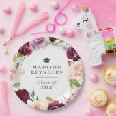 Plum Paarse Blush Bloemen Afstuderen Diner Party Papieren Bordje (Feest)