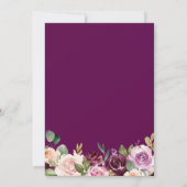 Plum Paarse Blush Floral Verjaardag Foto Bedankkaart (Achterkant)