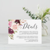 Plum Paarse Blush Roze Botanische Bloemen Details Informatiekaartje (Staand voorkant)