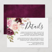 Plum Paarse Blush Roze Botanische Bloemen Details Informatiekaartje (Voorkant / Achterkant)