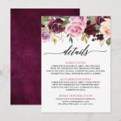 Plum Paarse Blush Roze Botanische Bloemen Details Informatiekaartje (Voorkant / Achterkant)