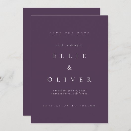 Plum Paarse Boho Bewaar de datum Kaart (Voorkant / Achterkant)