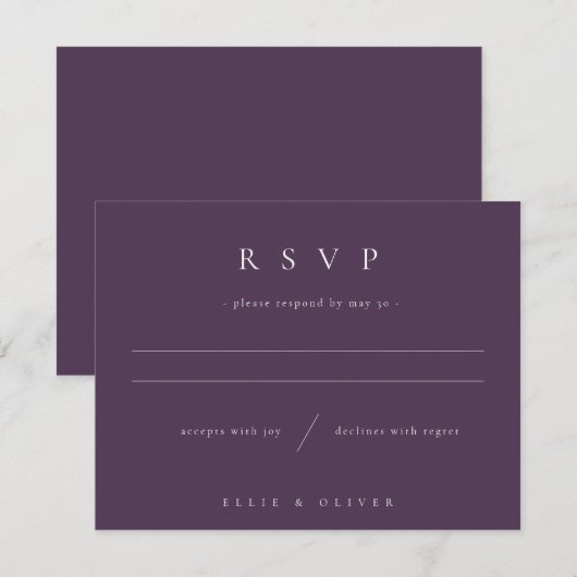 Plum Paarse Boho I Wedding Modern RSVP Kaartje (Voorkant / Achterkant)