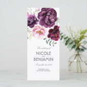 Plum Paarse Boho Waterverven Bloemen Programma's (Staand voorkant)