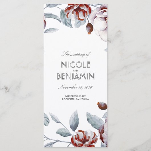 Plum Paarse Boho Waterverven Bloemen Programma's (Voorkant)