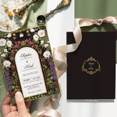 Plum Paarse Bourgogne Floral Gothic Wedding Kaart