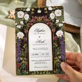 Plum Paarse Bourgogne Floral Gothic Wedding Kaart