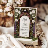 Plum Paarse Bourgogne Floral Gothic Wedding Kaart