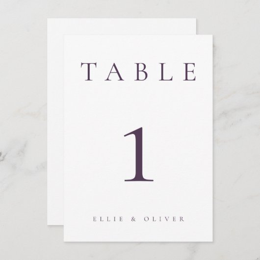 Plum Paarse bruiloft / evenement II Tafelnummer (Voorkant / Achterkant)