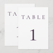Plum Paarse bruiloft / evenement tafel nummer (Voorkant / Achterkant)