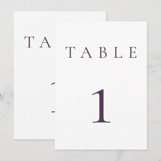 Plum Paarse bruiloft / evenement tafel nummer (Voorkant / Achterkant)