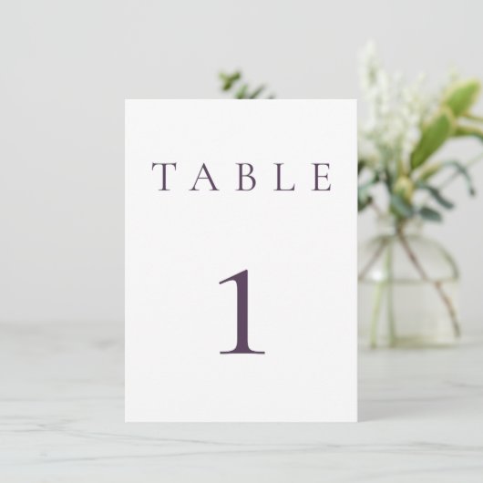 Plum Paarse bruiloft / evenement tafel nummer (Staand voorkant)
