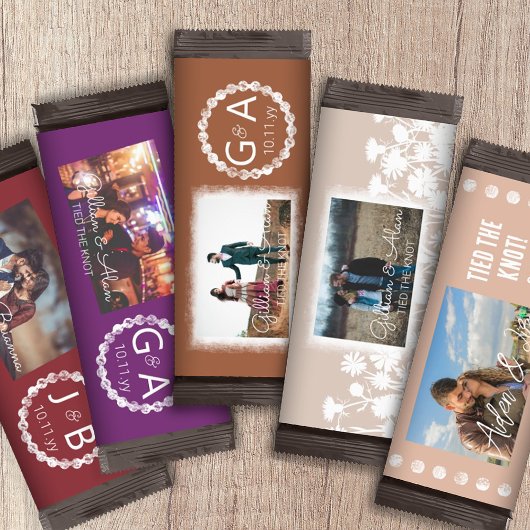 Plum Paarse Custom Bruiloft Snoep Bar Wrapper Flyer