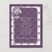 Plum Paarse Damask repetitie-uitnodigingen Uitnodiging Briefkaart (Voorkant)