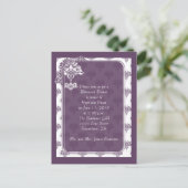 Plum Paarse Damask repetitie-uitnodigingen Uitnodiging Briefkaart (Staand voorkant)