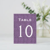 Plum Paarse Damask Trouwtafel nummer 10 C209 Briefkaart (Staand voorkant)