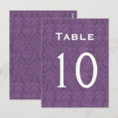 Plum Paarse Damask Trouwtafel nummer 10 C209 Briefkaart (Voorkant / Achterkant)