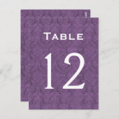Plum Paarse Damask Trouwtafel nummer 12 C211 Briefkaart (Voorkant / Achterkant)