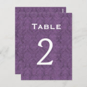 Plum Paarse Damask Trouwtafel nummer 2 C201 Briefkaart (Voorkant / Achterkant)