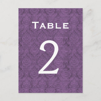 Plum Paarse Damask Trouwtafel nummer 2 C201 Briefkaart