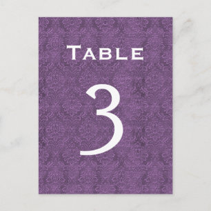 Plum Paarse Damask Trouwtafel nummer 3 C202 Briefkaart