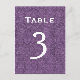 Plum Paarse Damask Trouwtafel nummer 3 C202 Briefkaart