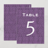 Plum Paarse Damask Trouwtafel Nummer 5 C204 Briefkaart (Voorkant / Achterkant)
