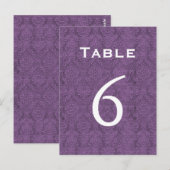 Plum Paarse Damask Trouwtafel Nummer 6 C205 Briefkaart (Voorkant / Achterkant)