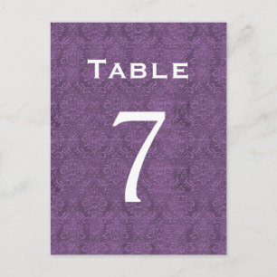 Plum Paarse Damask Trouwtafel nummer 7 C206 Briefkaart