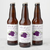 Plum Paarse Elegant Boho Rozen Weddenschap Dank je Bier Etiket (Flessen)