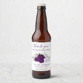 Plum Paarse Elegant Boho Rozen Weddenschap Dank je Bier Etiket (Voorkant)