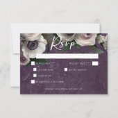 Plum Paarse Elegante Bloemen Modern Trouwdiner RSVP Kaartje (Voorkant)