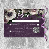 Plum Paarse Elegante Bloemen Moderne bruiloft QR-c RSVP Kaartje