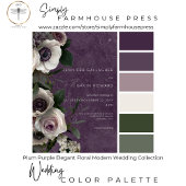 Plum Paarse Elegante Bloemen Moderne Huwelijk RSVP Kaartje