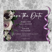 Plum Paarse Elegante Bloemen Moderne Huwelijk Save The Date