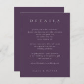 Plum Paarse Elegante Boho Details Huwelijk Modern Informatiekaartje (Voorkant / Achterkant)