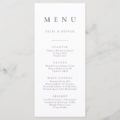 Plum Paarse Elegante Minimalistische Eenvoudige Pl Menu (Voorkant)