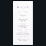 Plum Paarse Elegante Minimalistische Eenvoudige Pl Menu<br><div class="desc">Elegant en modern,  boho,  Plum Paarse minimalistische platte menu. Volledig aanpasbaar menu voor uw bruiloft of evenement.</div>