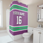 Plum Paarse Emerald Green Wt Stripes Sports Jersey Douchegordijn (In situ)