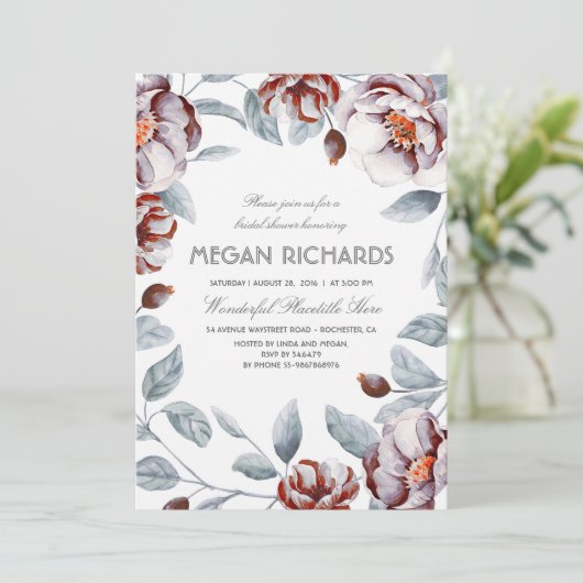 Plum Paarse en aubergine Floral Vrijgezellenfeest Kaart (Staand voorkant)