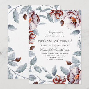 Plum Paarse en aubergine Floral Vrijgezellenfeest Kaart