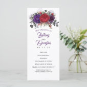Plum Paarse en Bourgondische Floral bruiloft progr Programmakaart (Staand voorkant)