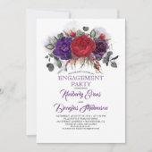 Plum Paarse en Bourgondische Floral Engagement Par Kaart (Voorkant)