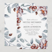 Plum Paarse en Bourgondische Floral Waterverf brui Kaart (Voorkant / Achterkant)