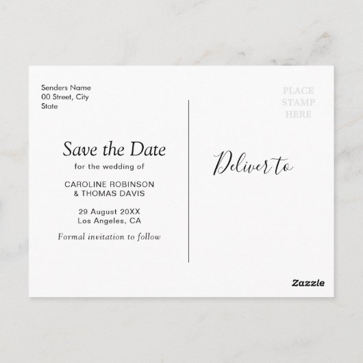 Plum paarse en perzik bloemensave the date briefkaart (Achterkant)