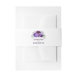 Plum Paarse en Violet Flowers bruiloft Uitnodigingen Wikkel