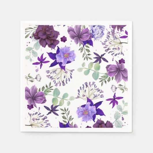 Plum Paarse en Violet Flowers Elegant Celebration Servetten (Voorkant)
